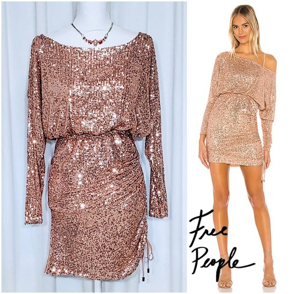 Free People Dresses & Skirts - Free People Giselle Rose Gold Sequin Minidress NWT